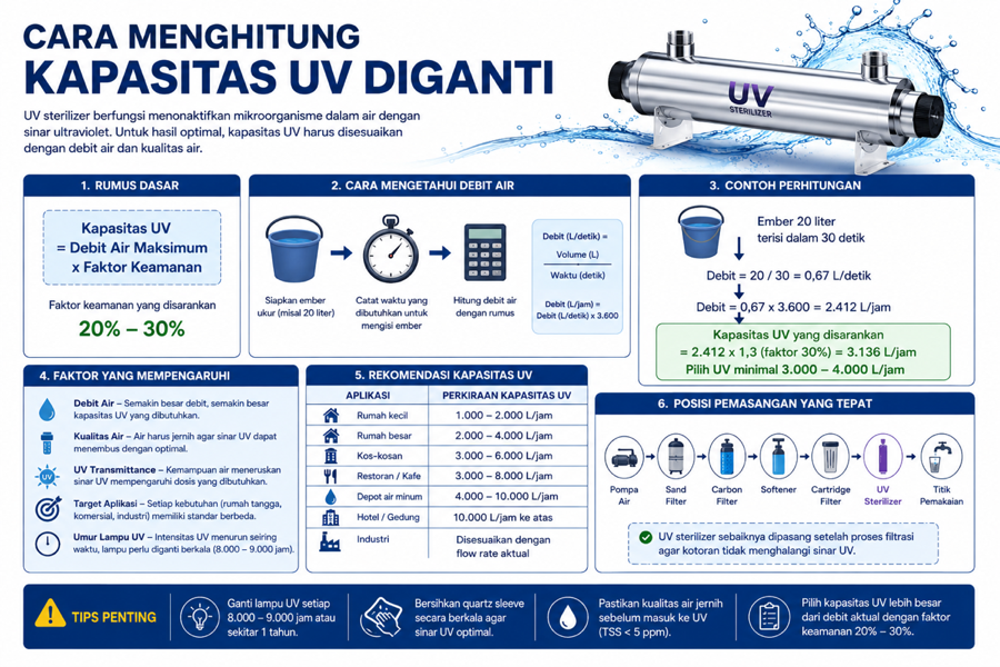 Cara Menghitung Kapasitas UV Sterilizer Saat Diganti